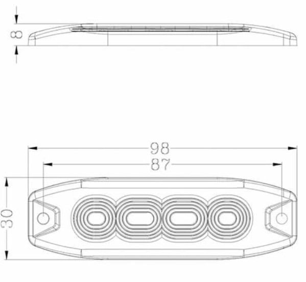 OLLSON 4 LED platte LED flitser Amber OLLSON 4 LED platte LED flitser Amber